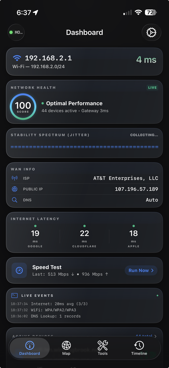 iOS dashboard