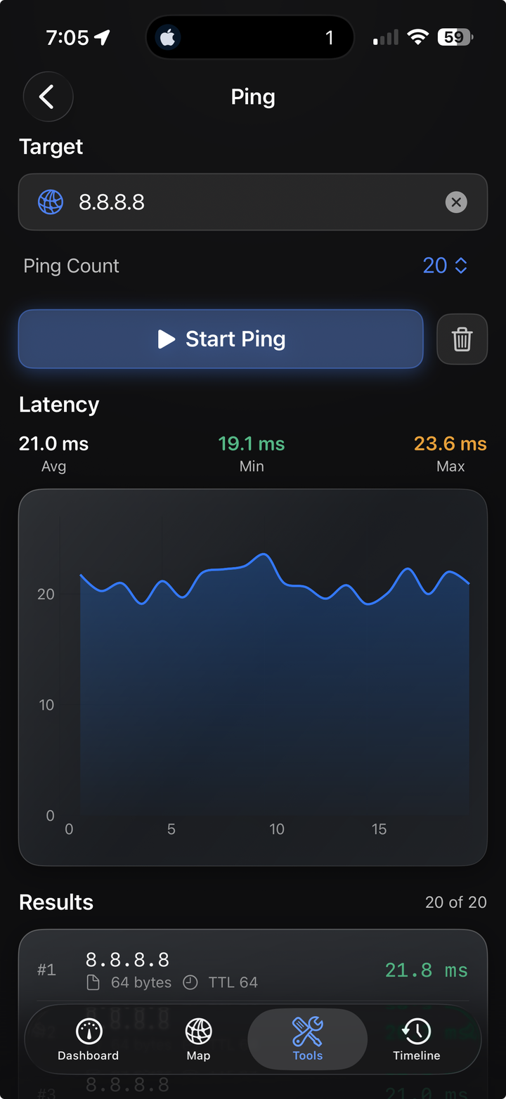 iOS ping